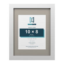 White 14 x 11 inch picture frame with a Dawn Grey mount for a 10 x 8 inch photo