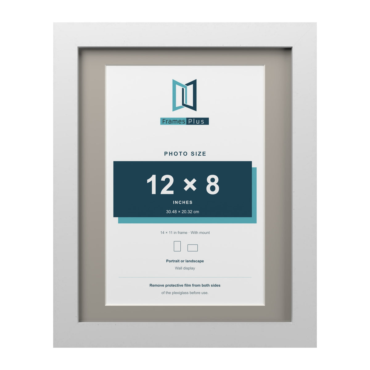 White 14 x 11 inch picture frame with a Dawn Grey mount for a 12 x 8 inch photo