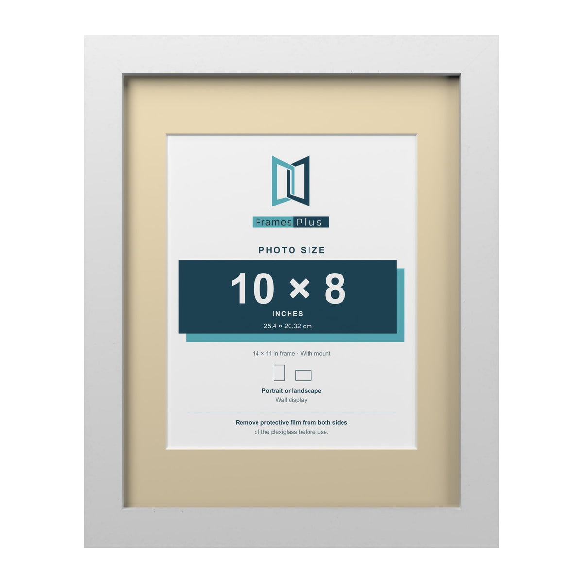 White 14 x 11 inch picture frame with an ivory mount for a 10 x 8 inch photo