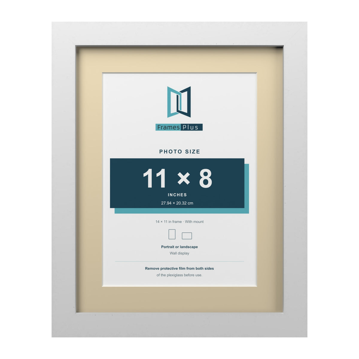 White 14 x 11 inch picture frame with an ivory mount for an 11 x 8 inch photo