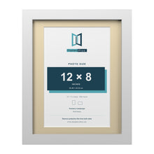 White 14 x 11 inch picture frame with an ivory mount for a 12 x 8 inch photo