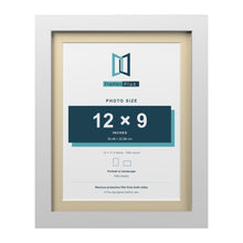 White 14 x 11 inch picture frame with an ivory mount for a 12 x 9 inch photo