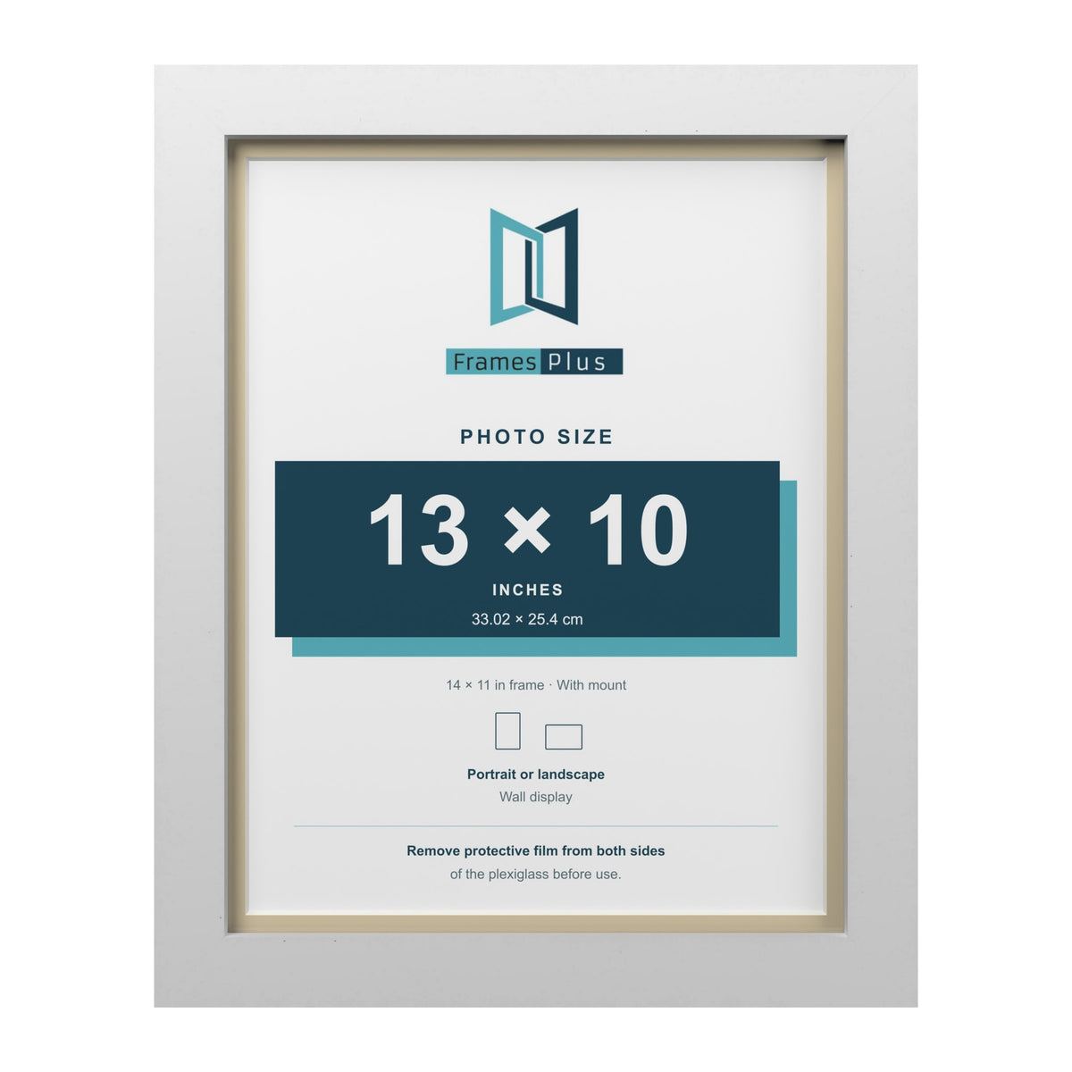White 14 x 11 inch picture frame with an ivory mount for a 13 x 10 inch photo