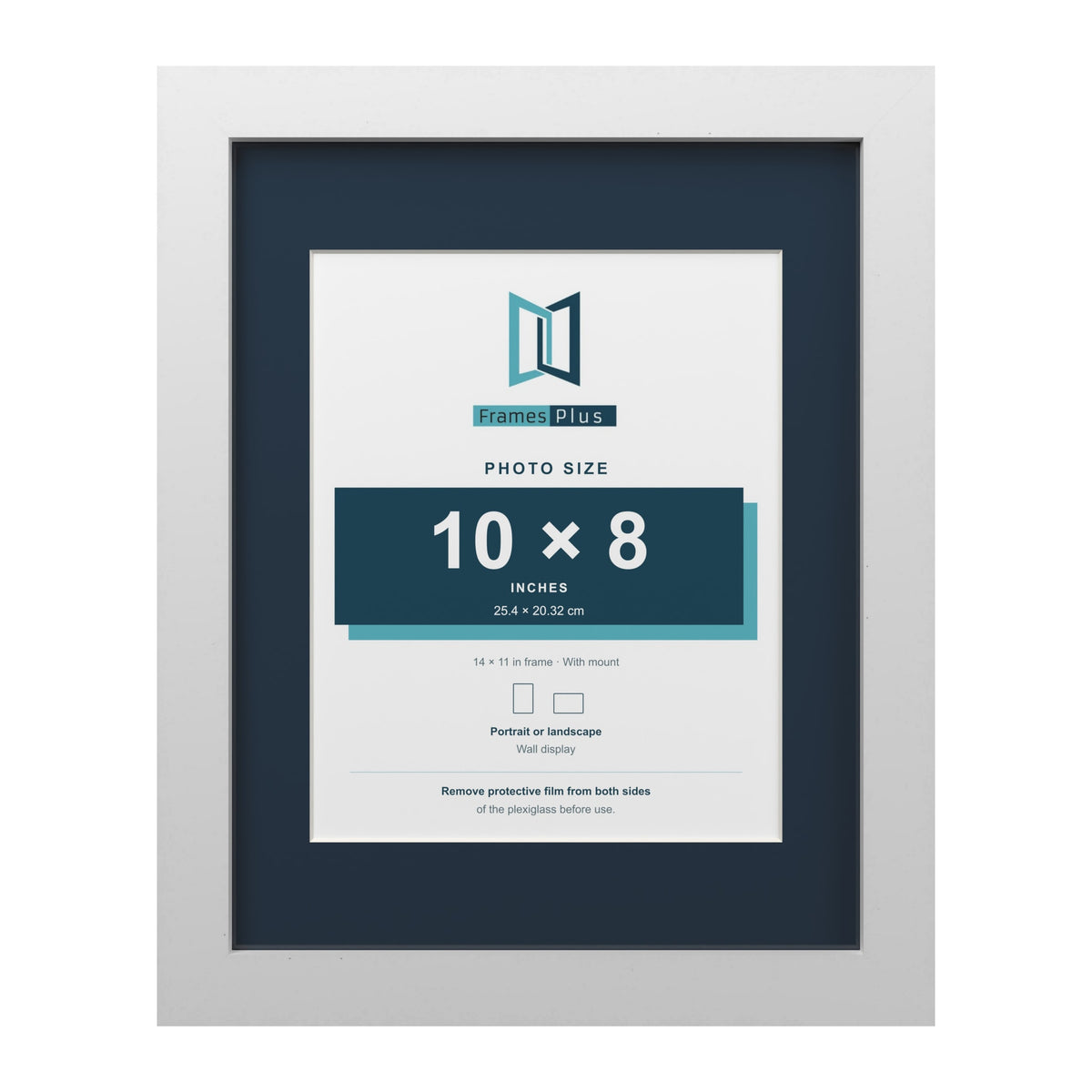 White 14 x 11 inch picture frame with a Pacific Blue mount for a 10 x 8 inch photo