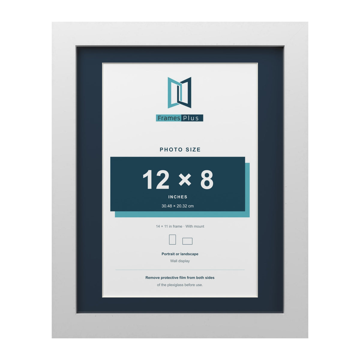 White 14 x 11 inch picture frame with a Pacific Blue mount for a 12 x 8 inch photo