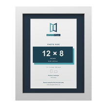 White 14 x 11 inch picture frame with a Pacific Blue mount for a 12 x 8 inch photo
