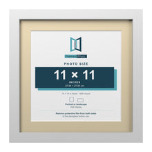 White 14 x 14 inch picture frame with an ivory mount for an 11 x 11 inch photo