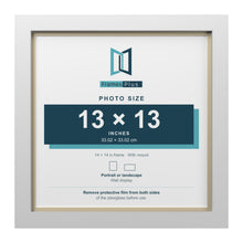 White 14 x 14 inch picture frame with an ivory mount for a 13 x 13 inch photo