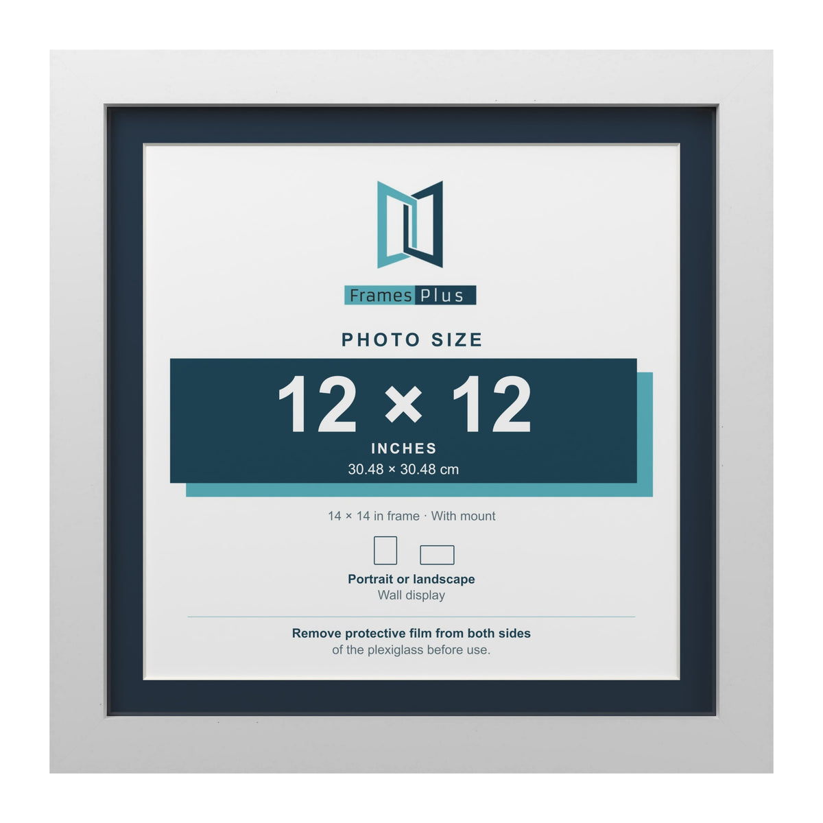 White 14 x 14 inch picture frame with a Pacific Blue mount for a 12 x 12 inch photo