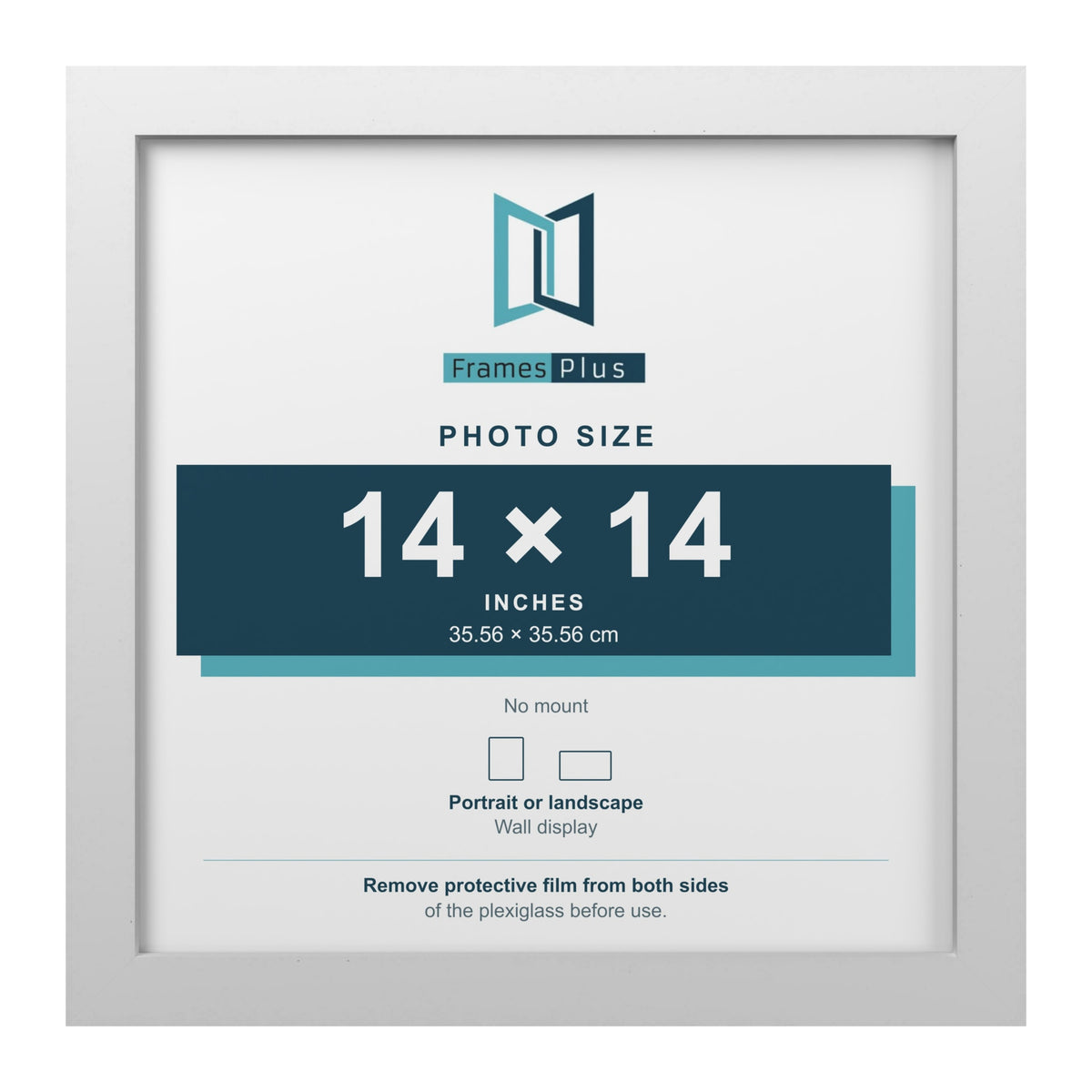 White picture frame for a 14 x 14 inch photo