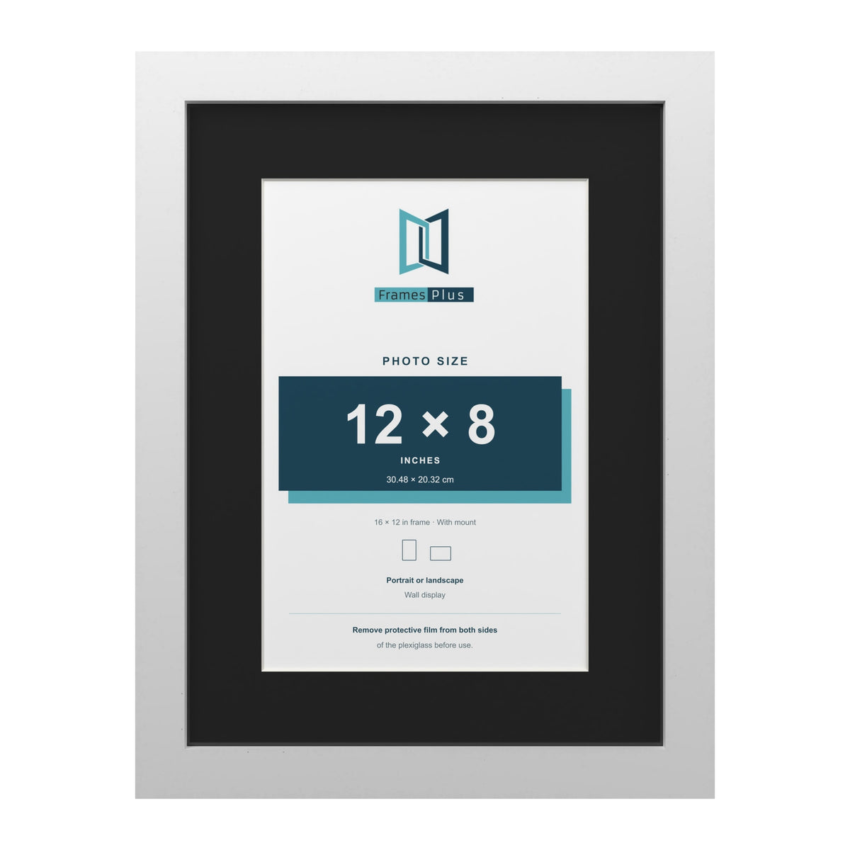 White 16 x 12 inch picture frame with a black mount for a 12 x 8 inch photo