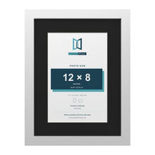 White 16 x 12 inch picture frame with a black mount for a 12 x 8 inch photo