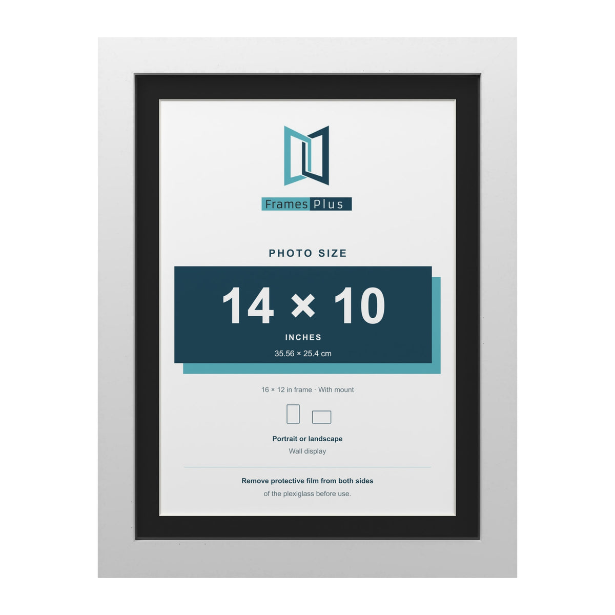 White 16 x 12 inch picture frame with a black mount for a 14 x 10 inch photo