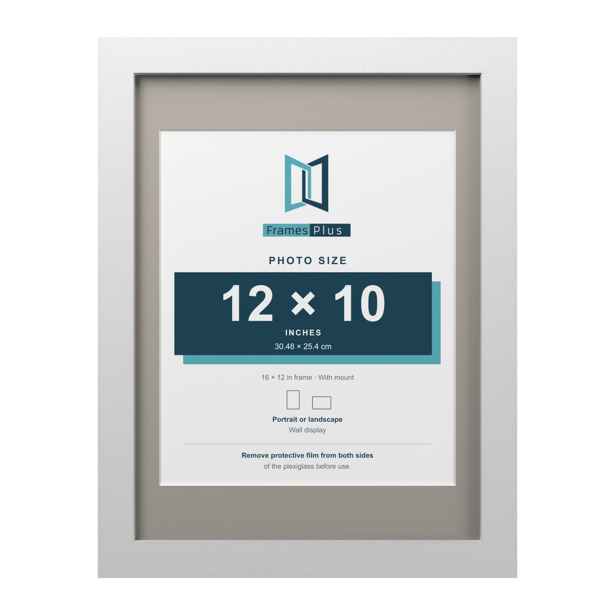 White 16 x 12 inch picture frame with a Dawn Grey mount for a 12 x 10 inch photo