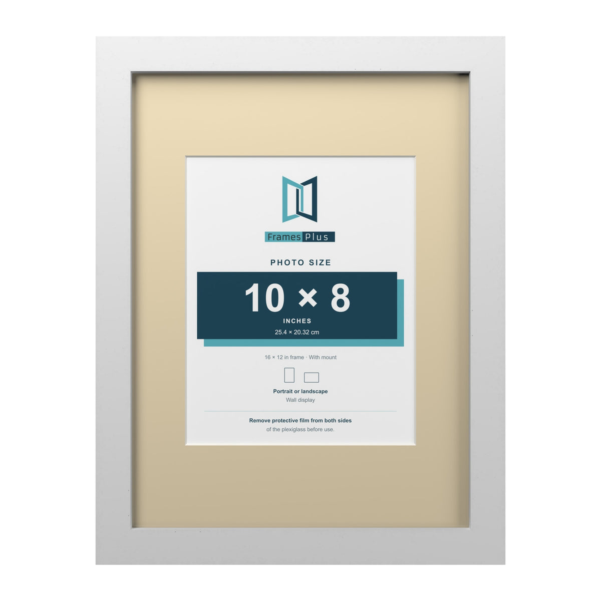 White 16 x 12 inch picture frame with an ivory mount for a 10 x 8 inch photo