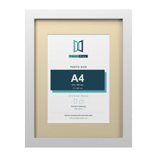 White 16 x 12 inch picture frame with an ivory mount for an A4 photo