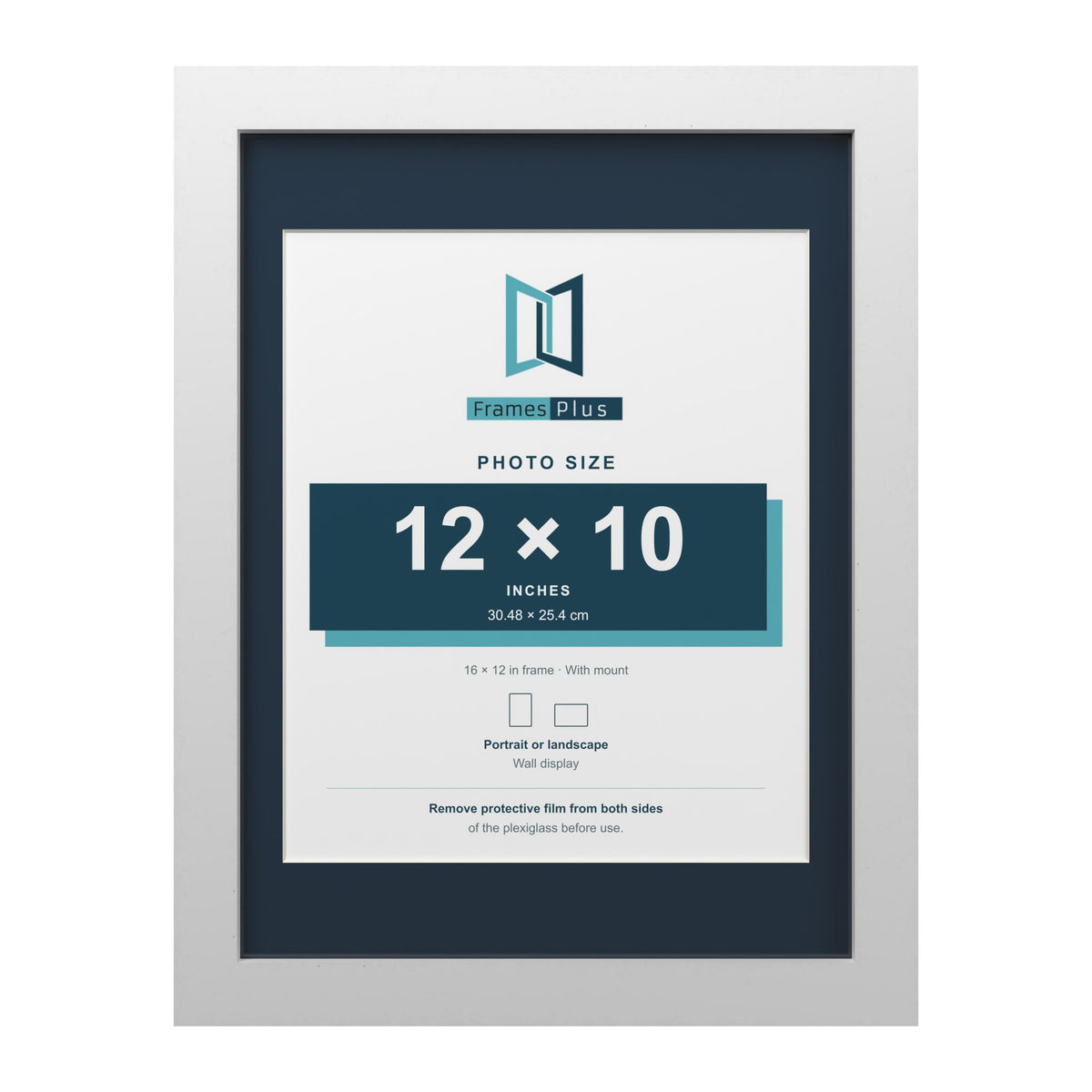 White 16 x 12 inch picture frame with a Pacific Blue mount for a 12 x 10 inch photo