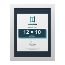 White 16 x 12 inch picture frame with a Pacific Blue mount for a 12 x 10 inch photo