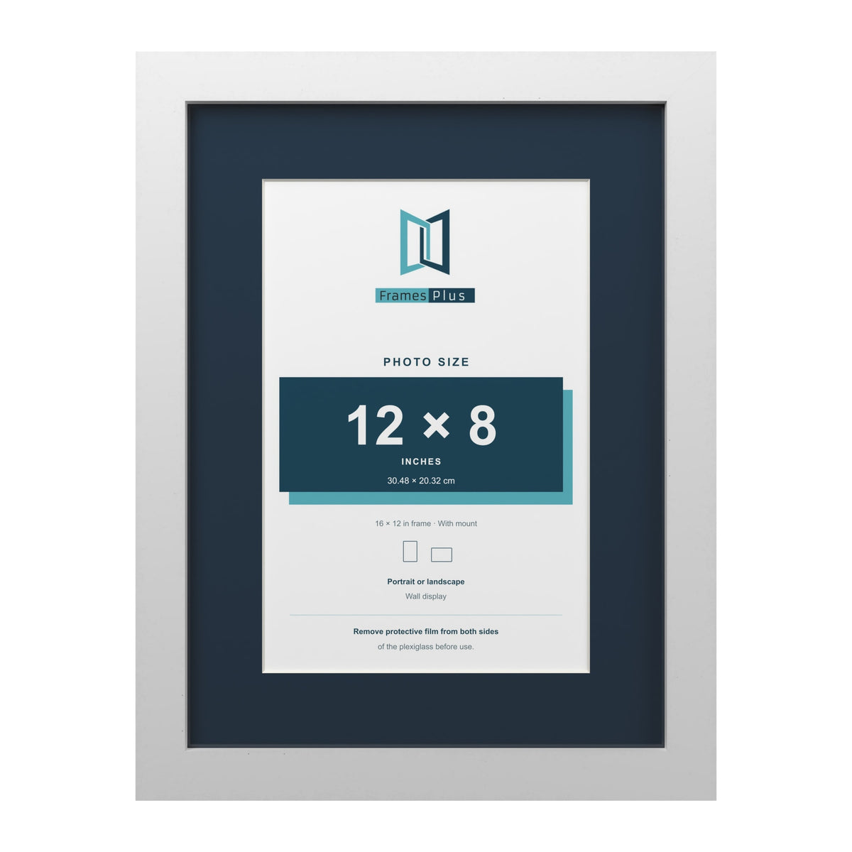 White 16 x 12 inch picture frame with a Pacific Blue mount for a 12 x 8 inch photo