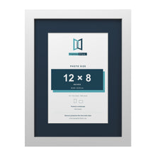 White 16 x 12 inch picture frame with a Pacific Blue mount for a 12 x 8 inch photo