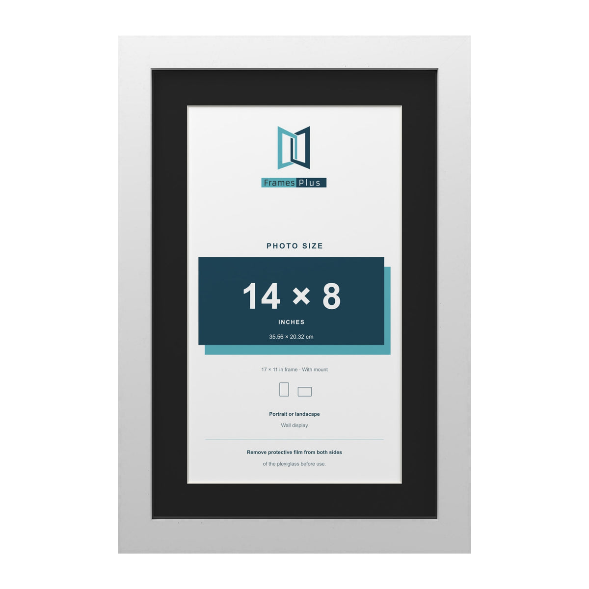 White 17 x 11 inch picture frame with a black mount for a 14 x 8 inch photo