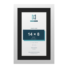 White 17 x 11 inch picture frame with a black mount for a 14 x 8 inch photo