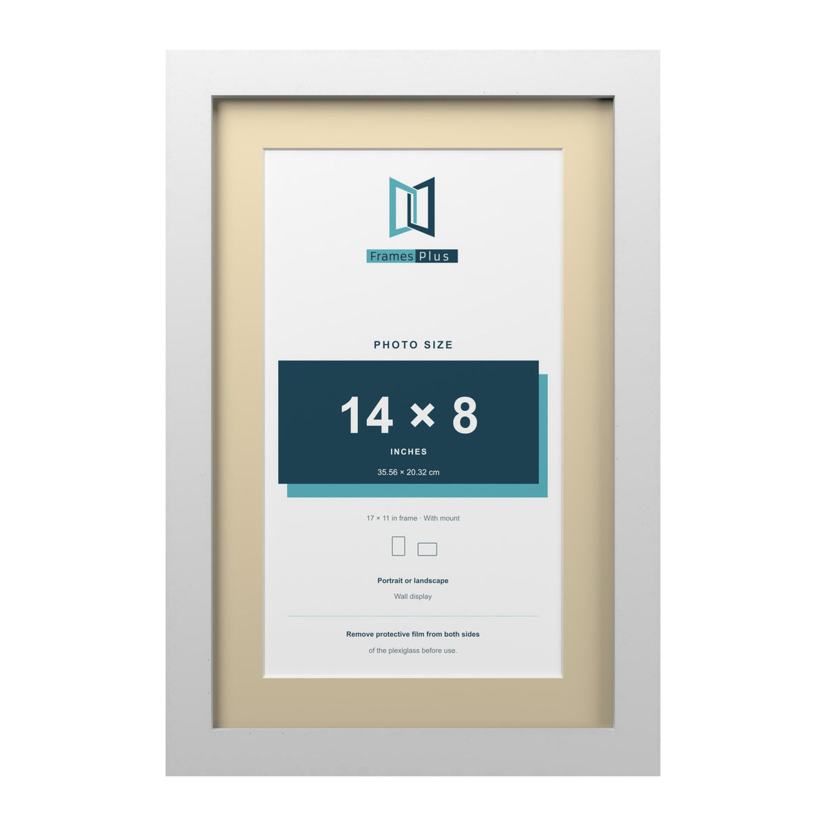 White 17 x 11 inch picture frame with an ivory mount for a 14 x 8 inch photo