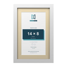 White 17 x 11 inch picture frame with an ivory mount for a 14 x 8 inch photo