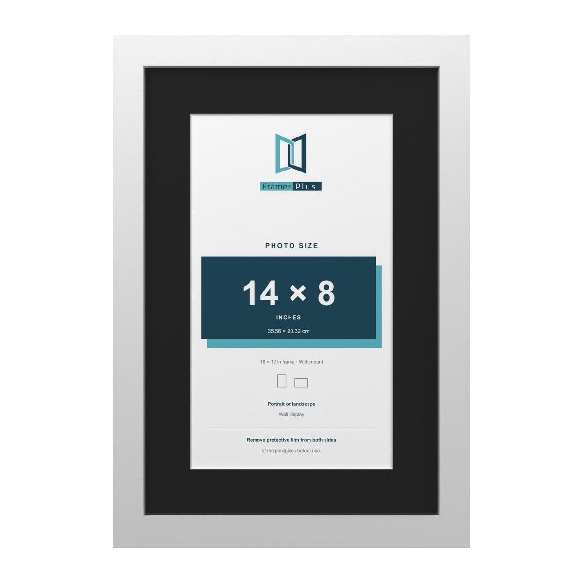 White 18 x 12 inch picture frame with a black mount for a 14 x 8 inch photo