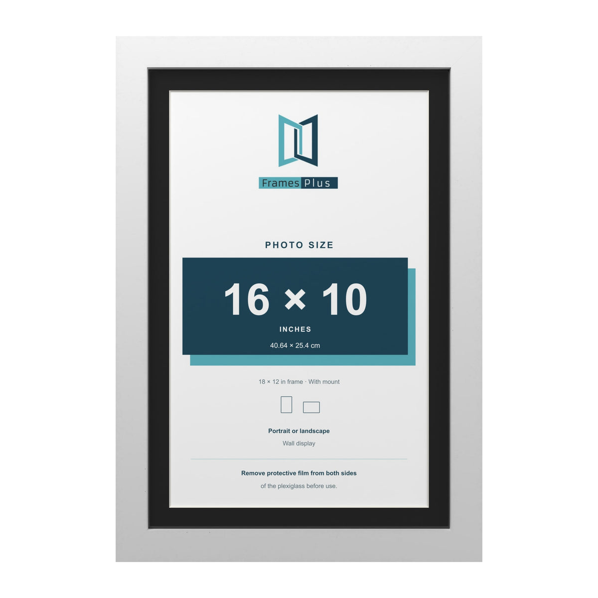 White 18 x 12 inch picture frame with a black mount for a 16 x 10 inch photo