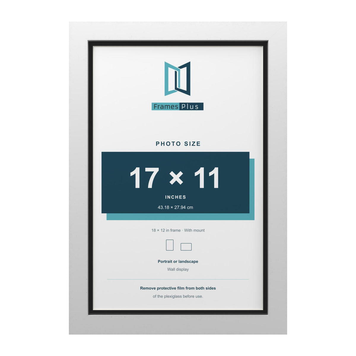 White 18 x 12 inch picture frame with a black mount for a 17 x 11 inch photo