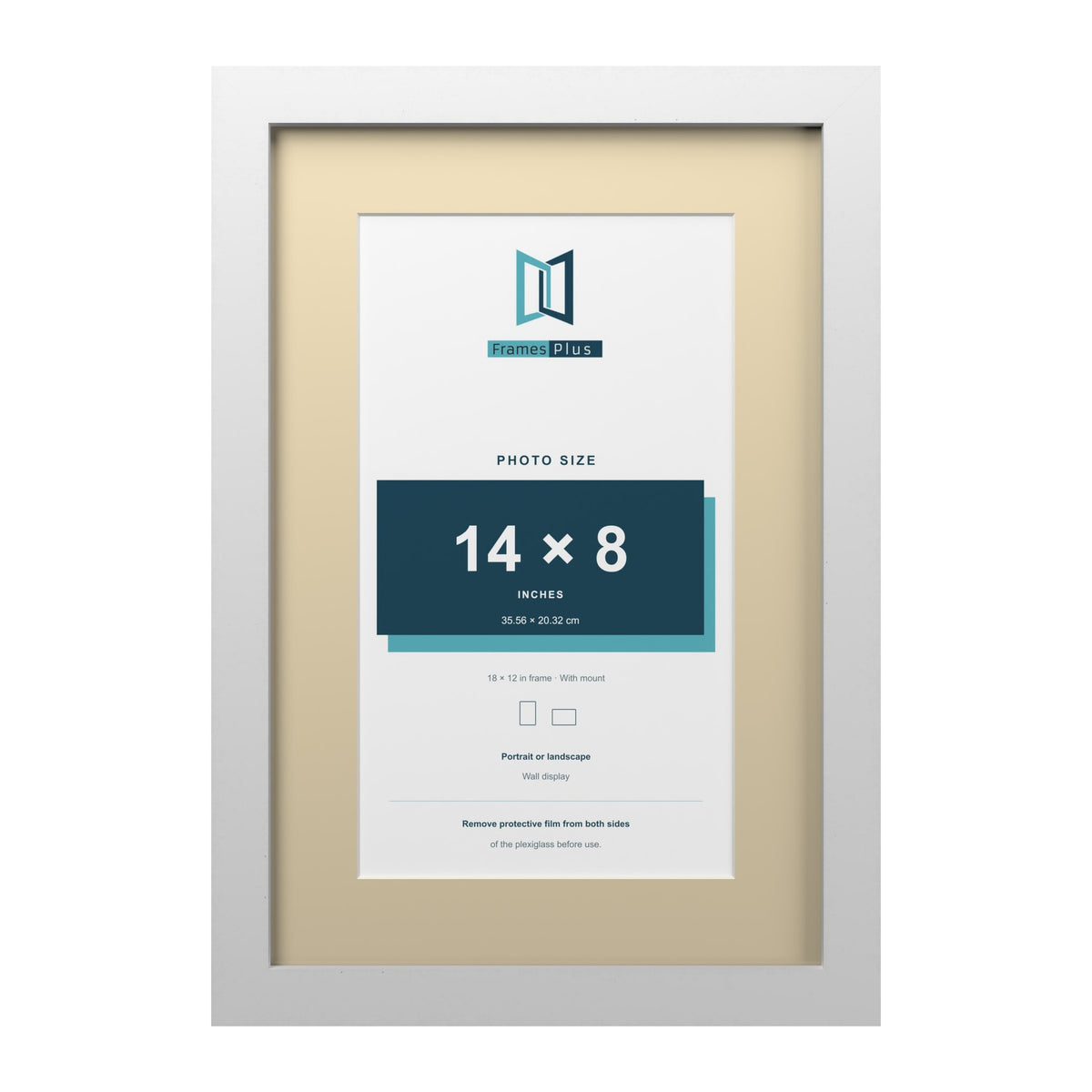 White 18 x 12 inch picture frame with an ivory mount for a 14 x 8 inch photo