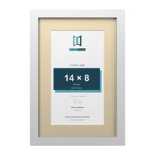 White 18 x 12 inch picture frame with an ivory mount for a 14 x 8 inch photo