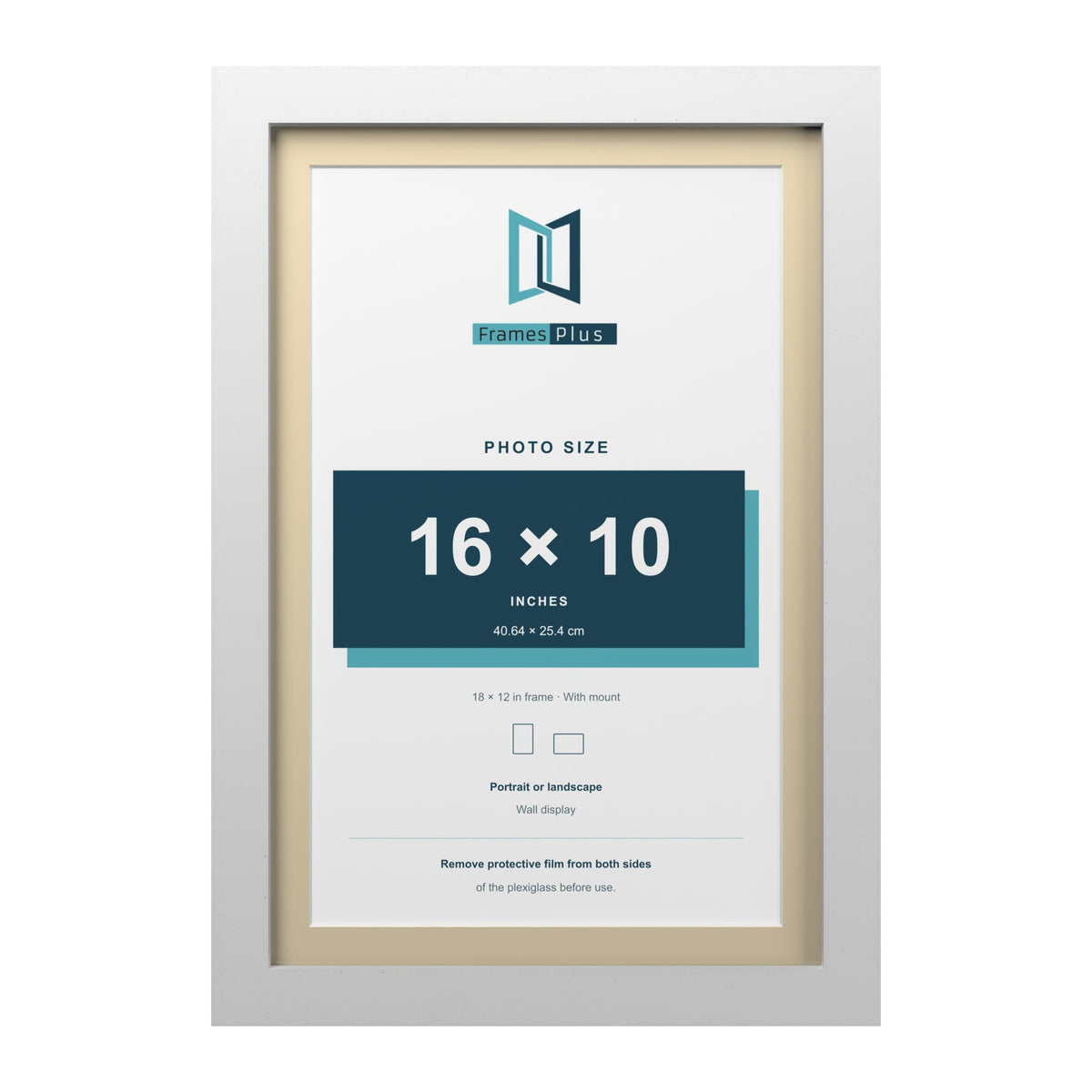 White 18 x 12 inch picture frame with an ivory mount for a 16 x 10 inch photo