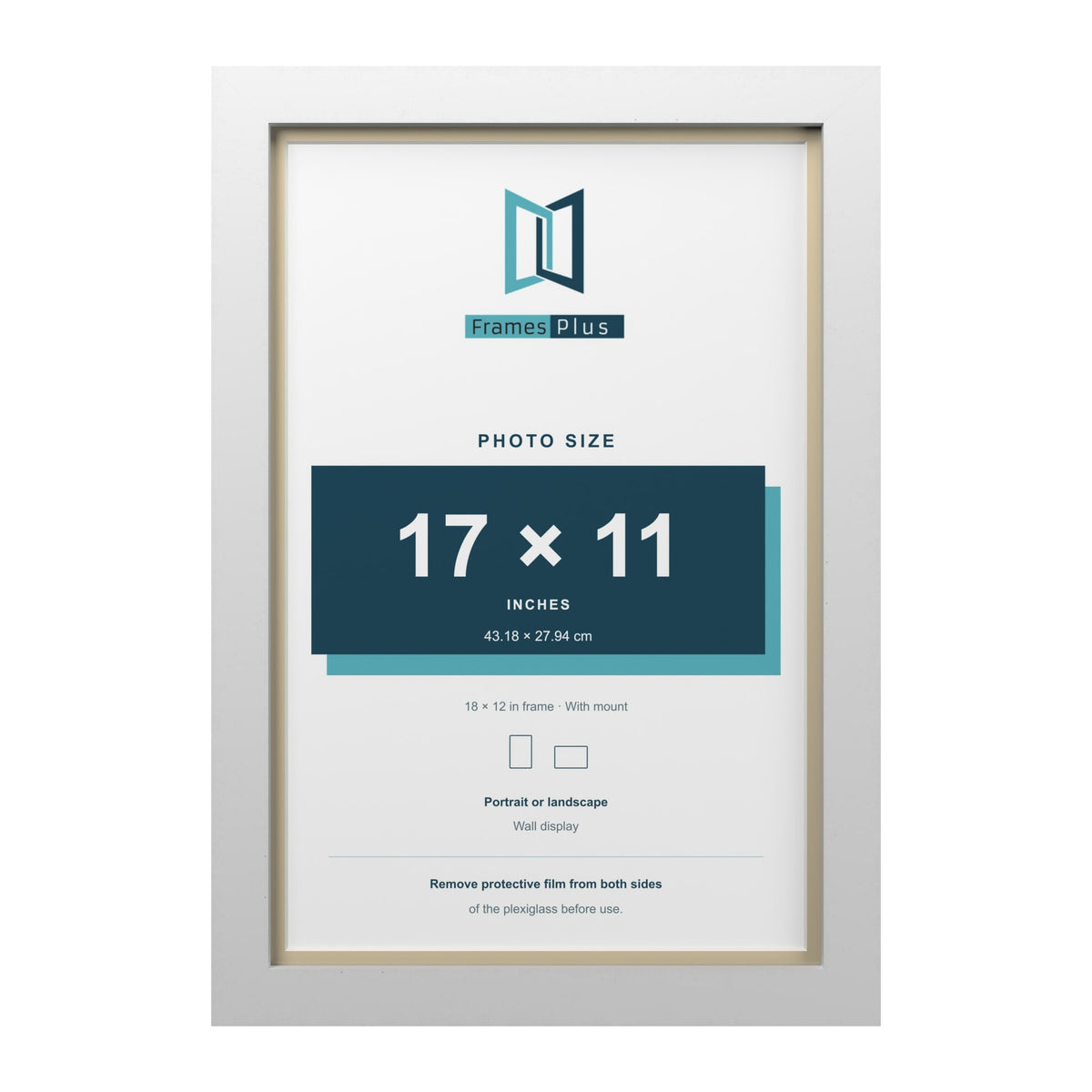 White 18 x 12 inch picture frame with an ivory mount for a 17 x 11 inch photo