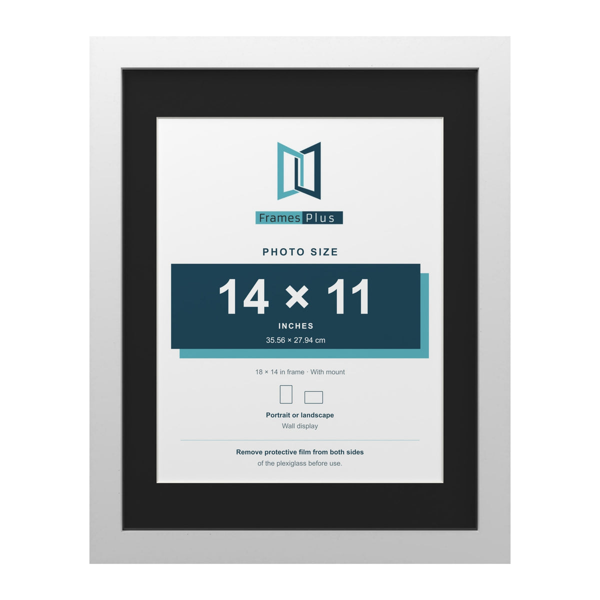White 18 x 14 inch picture frame with a black mount for a 14 x 11 inch photo