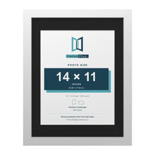 White 18 x 14 inch picture frame with a black mount for a 14 x 11 inch photo