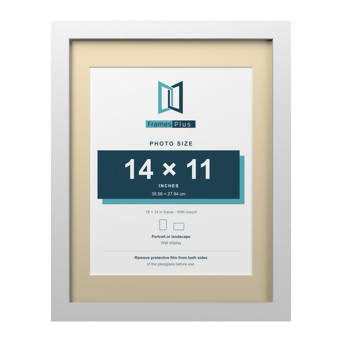 White 18 x 14 inch picture frame with an ivory mount for a 14 x 11 inch photo