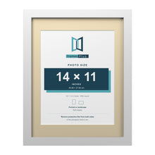 White 18 x 14 inch picture frame with an ivory mount for a 14 x 11 inch photo