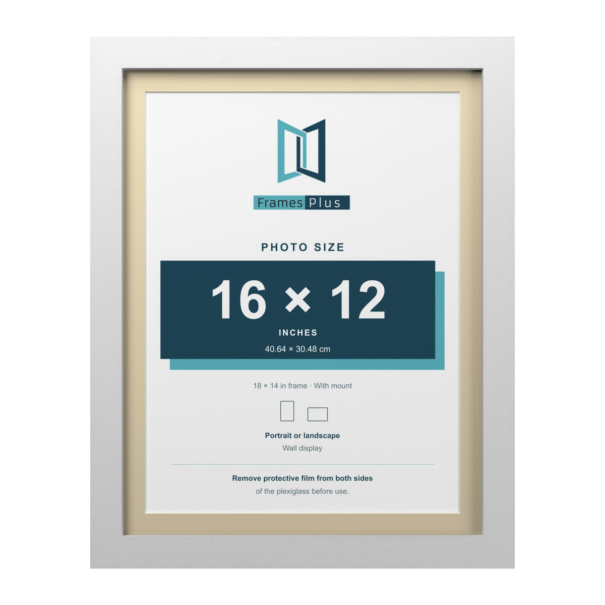 White 18 x 14 inch picture frame with an ivory mount for a 16 x 12 inch photo