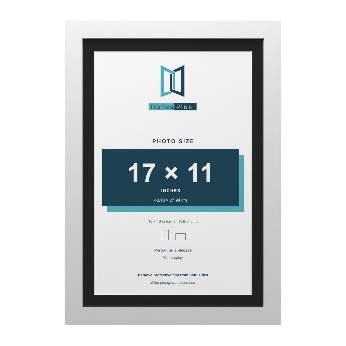 White 19 x 13 inch picture frame with a black mount for a 17 x 11 inch photo
