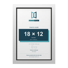 White 19 x 13 inch picture frame with a black mount for an 18 x 12 inch photo