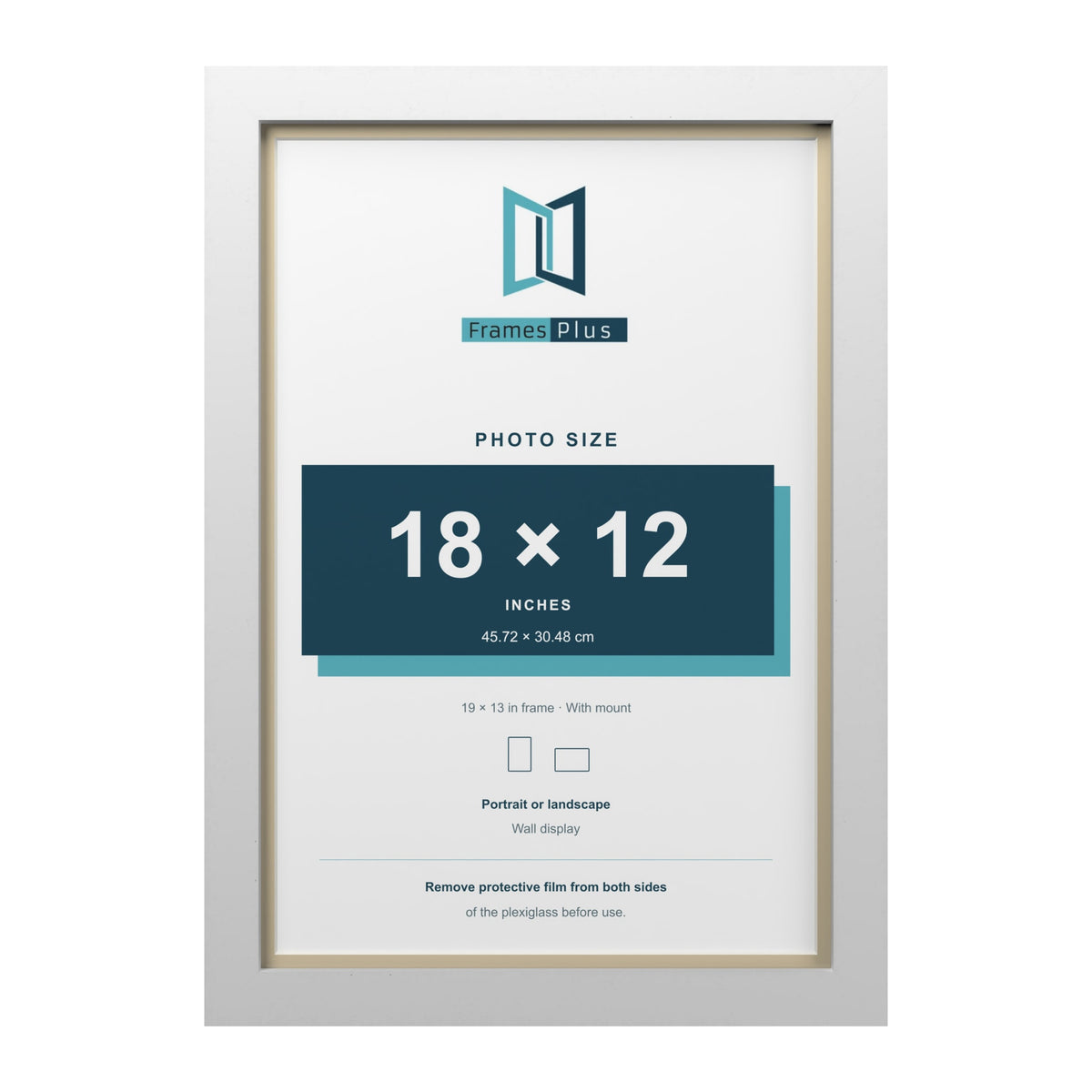 White 19 x 13 inch picture frame with an ivory mount for an 18 x 12 inch photo