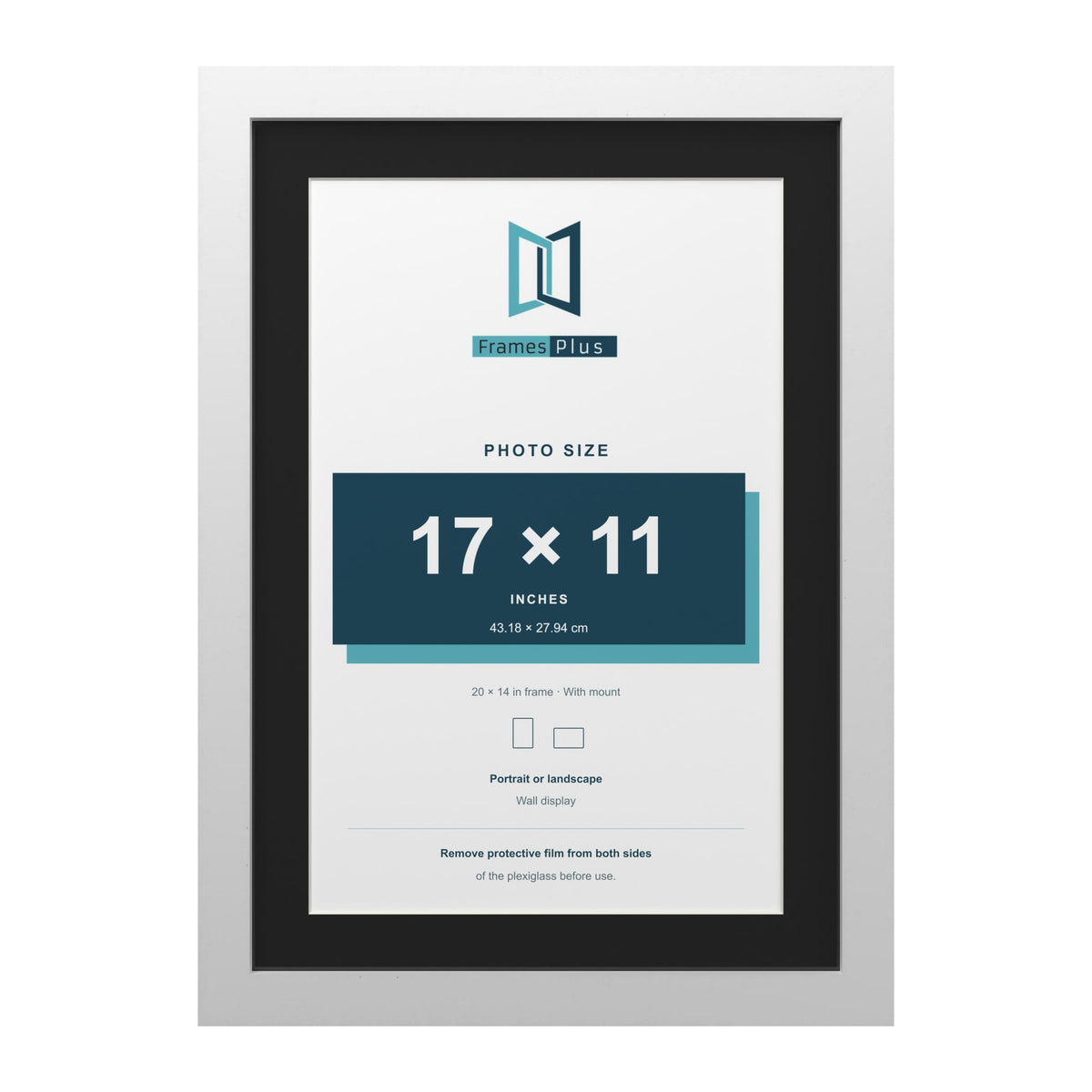 White 20 x 14 inch picture frame with a black mount for a 17 x 11 inch photo