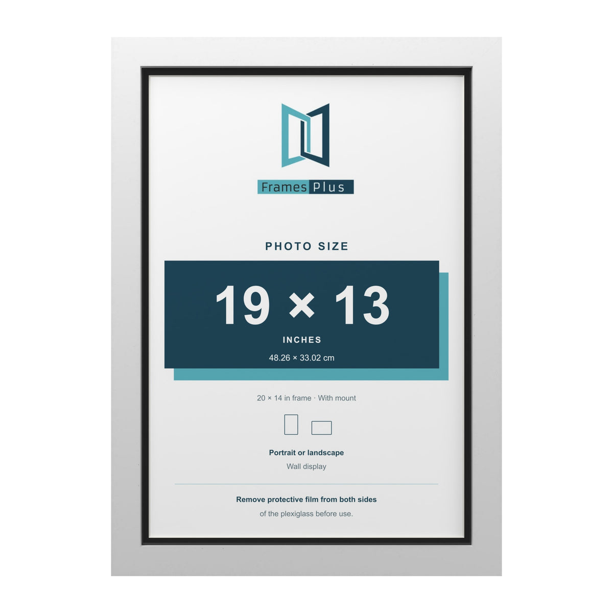 White 20 x 14 inch picture frame with a black mount for a 19 x 13 inch photo