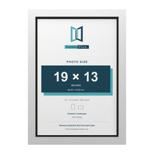 White 20 x 14 inch picture frame with a black mount for a 19 x 13 inch photo