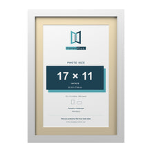 White 20 x 14 inch picture frame with an ivory mount for a 17 x 11 inch photo