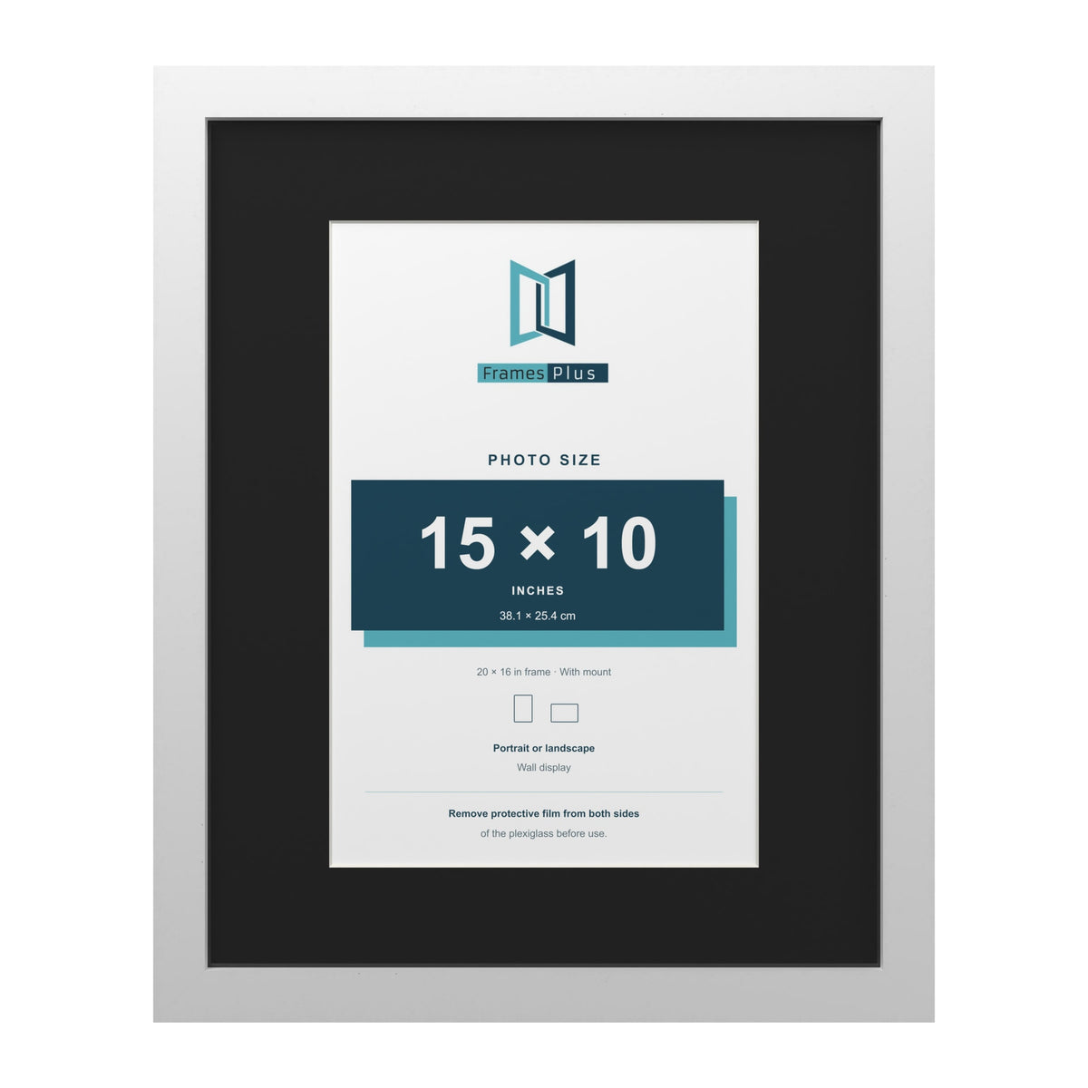 White 20 x 16 inch picture frame with a black mount for a 15 x 10 inch photo