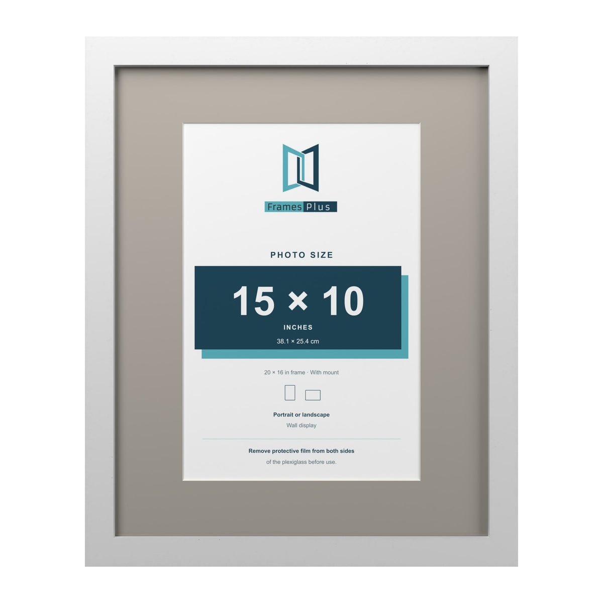 White 20 x 16 inch picture frame with a Dawn Grey mount for a 15 x 10 inch photo
