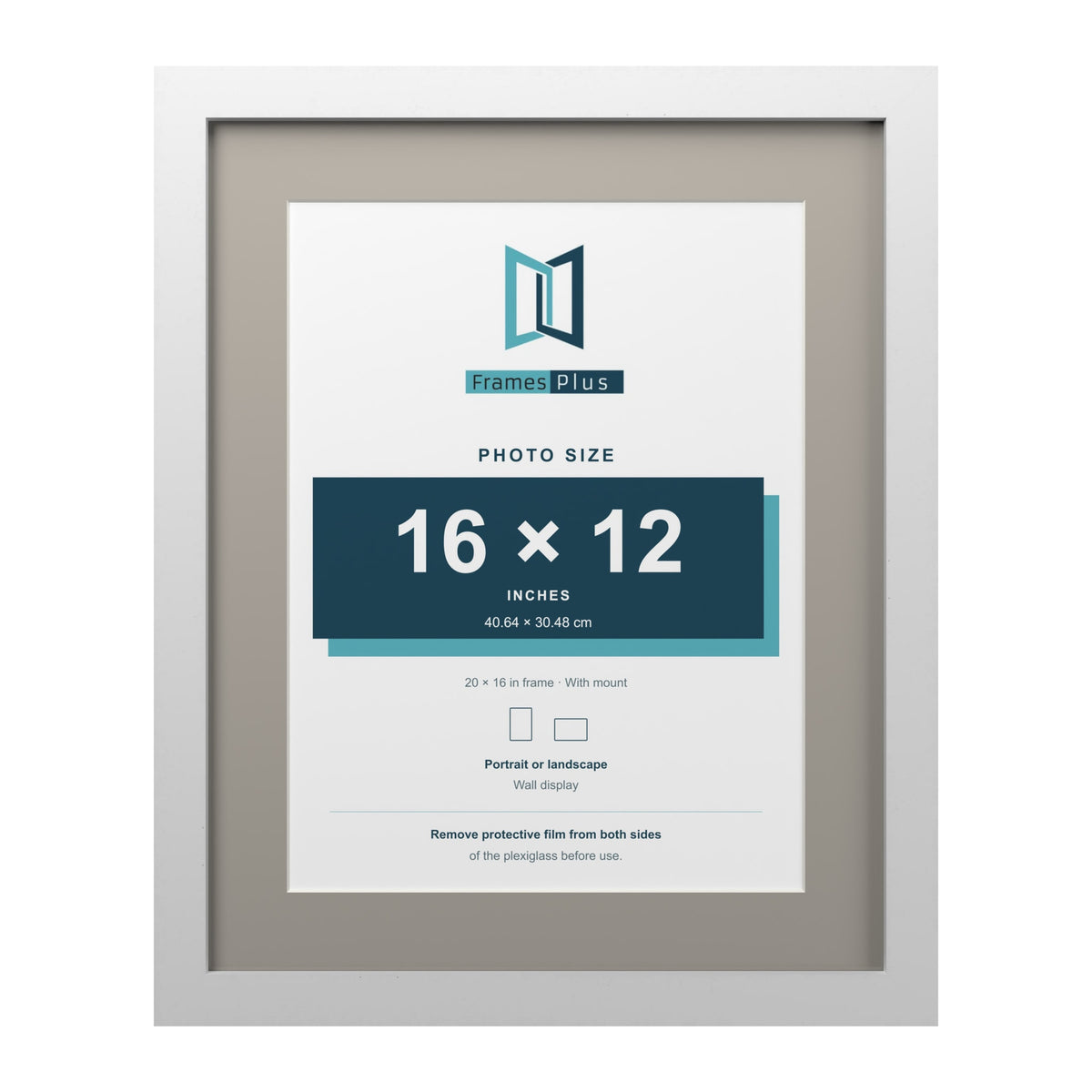 White 20 x 16 inch picture frame with a Dawn Grey mount for a 16 x 12 inch photo